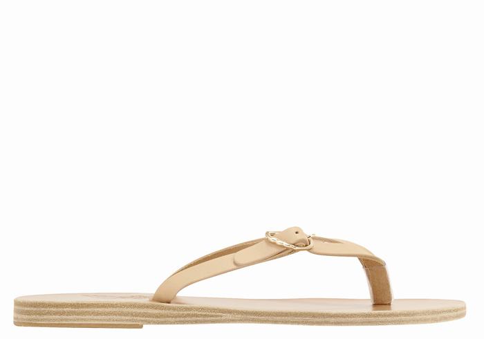 Beige Ancient Greek Sandals Dihalo Leather Women Flip Flops | YRO4978OK