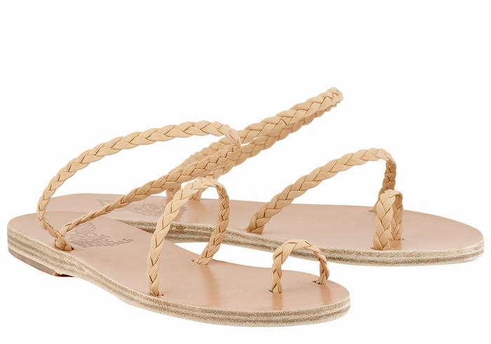 Beige Ancient Greek Sandals Eleftheria Leather Women Braided Sandals | XAB1621LS