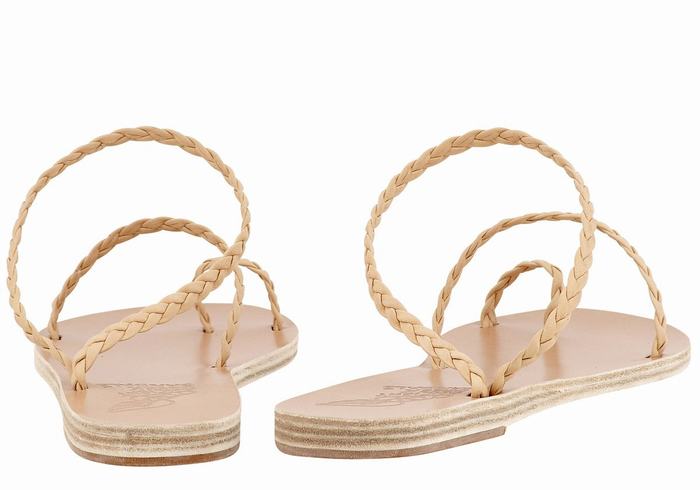 Beige Ancient Greek Sandals Eleftheria Leather Women Braided Sandals | XAB1621LS