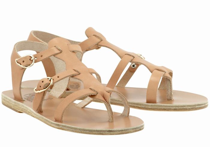 Beige Ancient Greek Sandals Grace Kelly Leather Women Casual Sandals | GPT8638YG