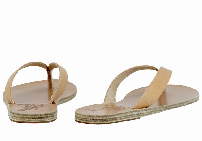 Beige Ancient Greek Sandals Hera Leather Women Flip Flops | ILH7452MY