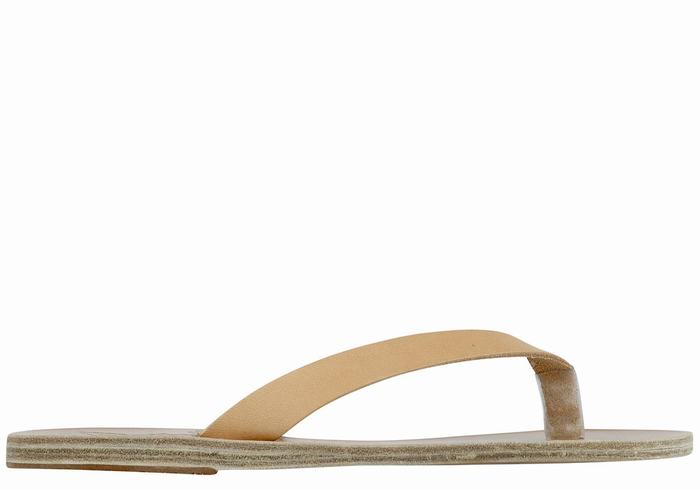 Beige Ancient Greek Sandals Hera Leather Women Flip Flops | ILH7452MY