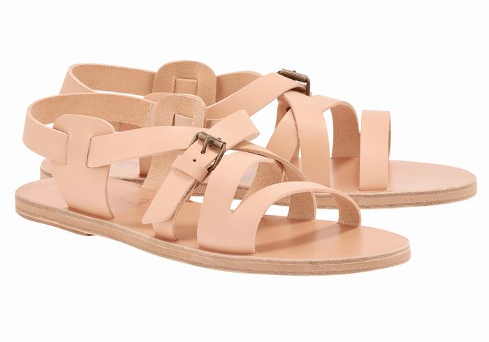 Beige Ancient Greek Sandals Hercules Leather Men Casual Sandals | BLJ3567NN