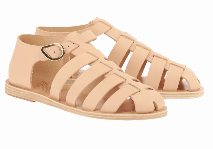 Beige Ancient Greek Sandals Homeria Leather Women Fisherman Sandals | AWA5764AZ