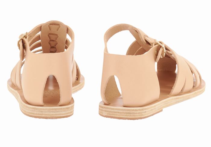 Beige Ancient Greek Sandals Homeria Leather Women Fisherman Sandals | AWA5764AZ