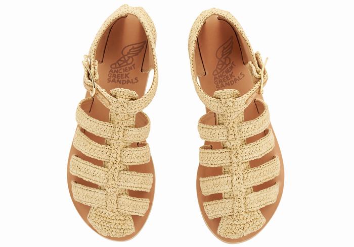 Beige Ancient Greek Sandals Homeria Women Fisherman Sandals | YWD884ZA