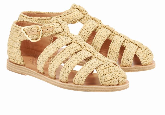 Beige Ancient Greek Sandals Homeria Women Fisherman Sandals | YWD884ZA