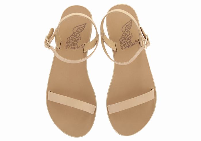 Beige Ancient Greek Sandals Irida Leather Women Back-Strap Sandals | BCD612MZ