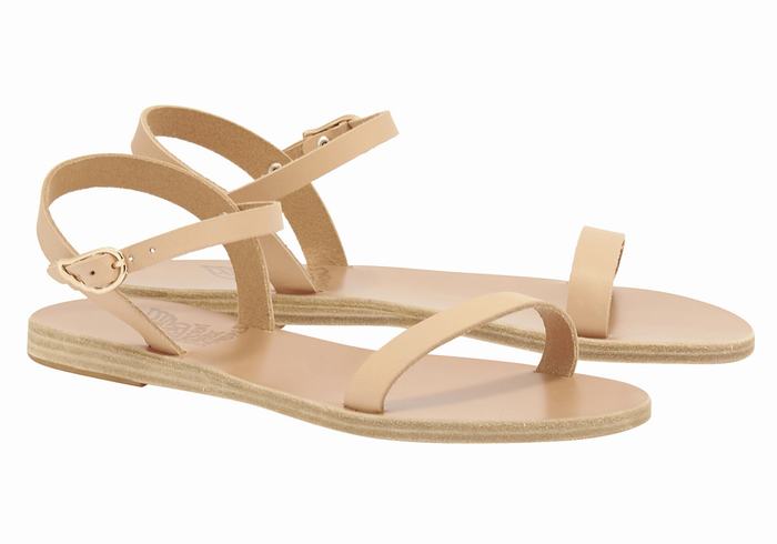 Beige Ancient Greek Sandals Irida Leather Women Back-Strap Sandals | BCD612MZ