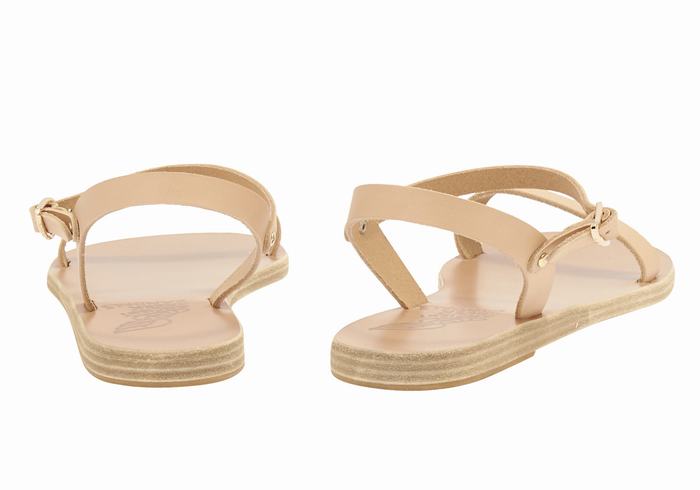 Beige Ancient Greek Sandals Irida Leather Women Back-Strap Sandals | BCD612MZ