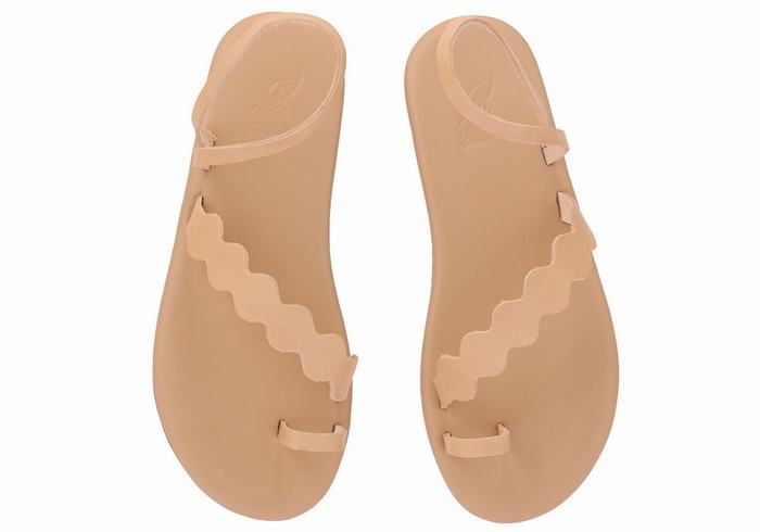 Beige Ancient Greek Sandals Koralia Women Toe-Post Sandals | QPT1451VJ