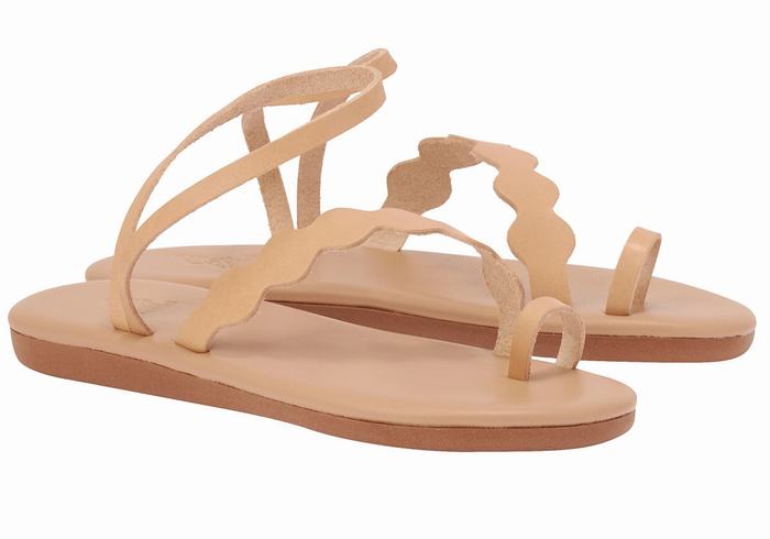 Beige Ancient Greek Sandals Koralia Women Toe-Post Sandals | QPT1451VJ