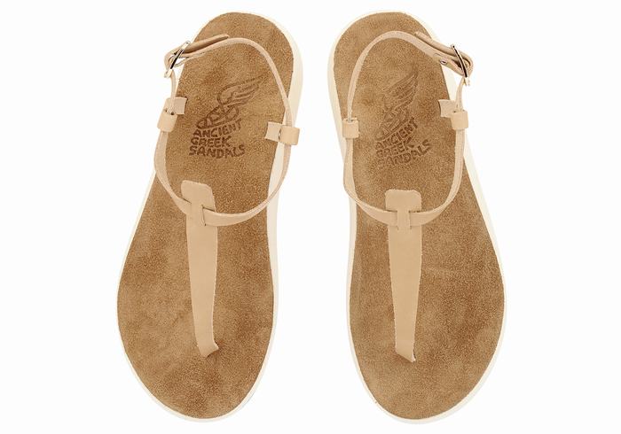 Beige Ancient Greek Sandals Lito Comfort Women Back-Strap Sandals | OKZ7410RP