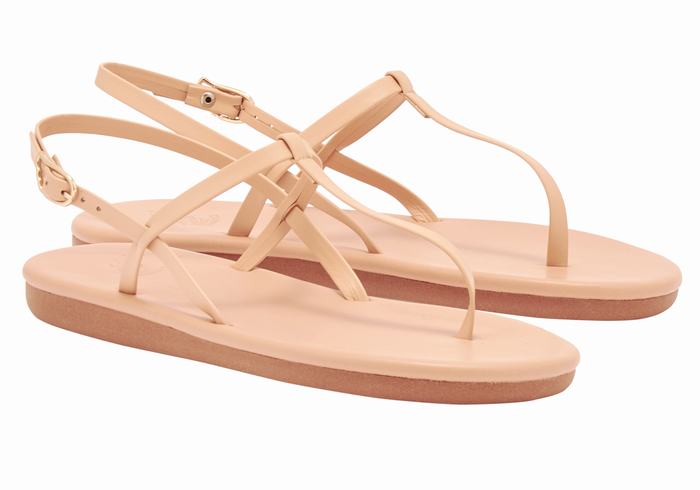 Beige Ancient Greek Sandals Lito Flip Flop Women Back-Strap Sandals | IVV9782LZ