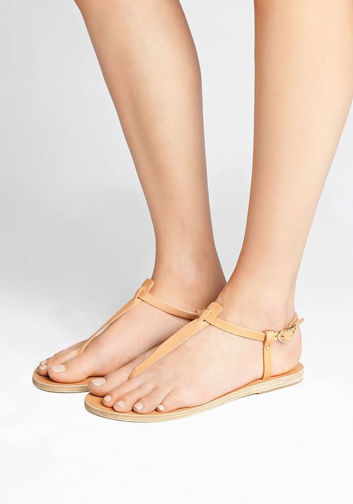 Beige Ancient Greek Sandals Lito Flip Flop Leather Women Back-Strap Sandals | IWN6273CG