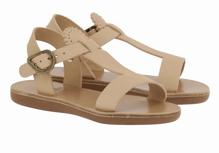 Beige Ancient Greek Sandals Little Amber Soft Kids' Flat Sandals | XTN4639HG