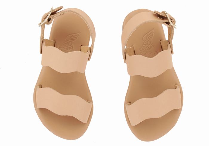 Beige Ancient Greek Sandals Little Calamos Soft Kids' Casual Sandals | WKG6627MG