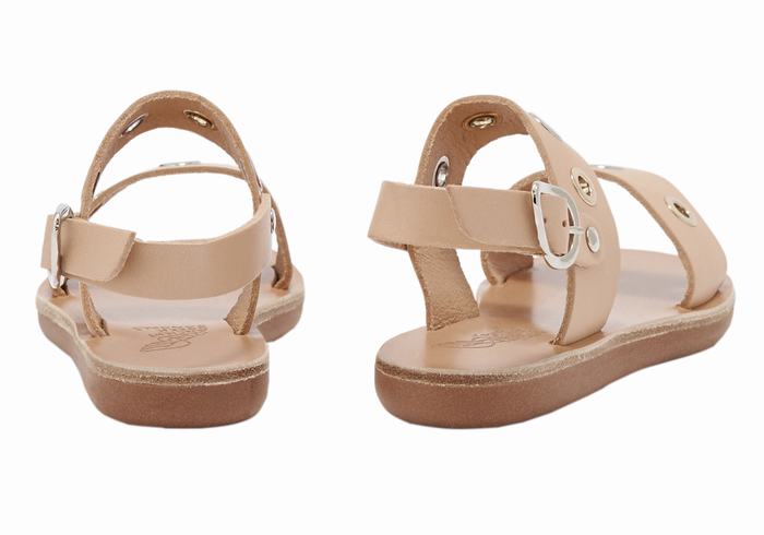 Beige Ancient Greek Sandals Little Clio Eyelets Soft Kids' Casual Sandals | XTC1013QW