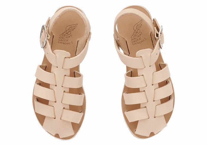 Beige Ancient Greek Sandals Little Ektoras Soft Kids' Fisherman Sandals | PIV306OJ