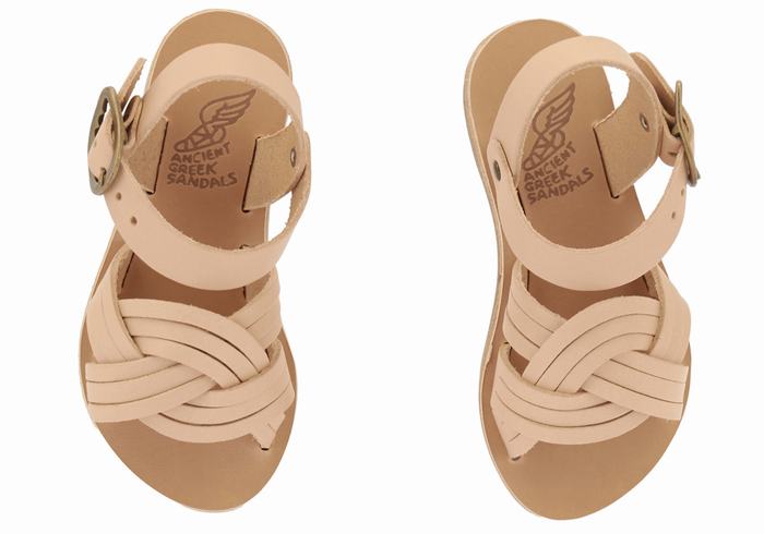 Beige Ancient Greek Sandals Little Electra Soft Kids' Flat Sandals | CZU3190JG