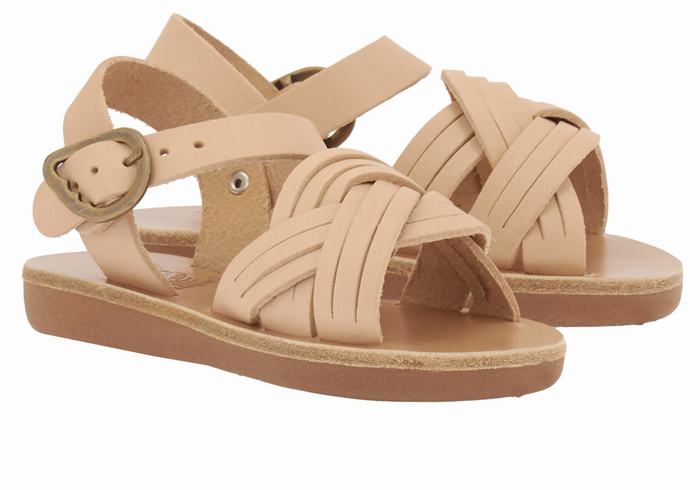 Beige Ancient Greek Sandals Little Electra Soft Kids' Flat Sandals | CZU3190JG