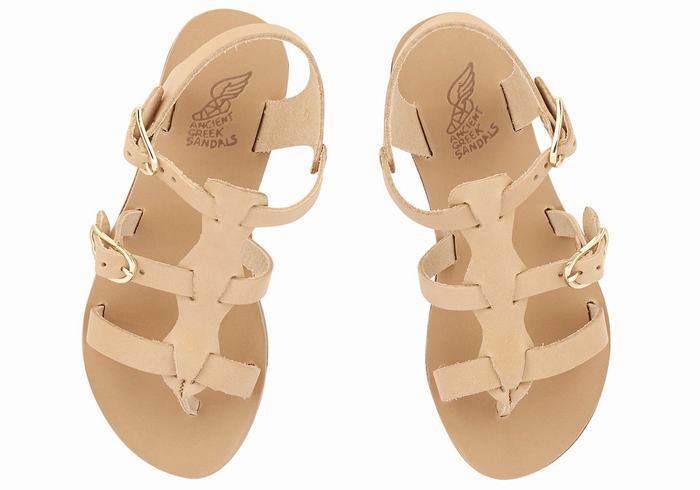 Beige Ancient Greek Sandals Little Grace Kelly Soft Kids' Flat Sandals | OLX9996FZ