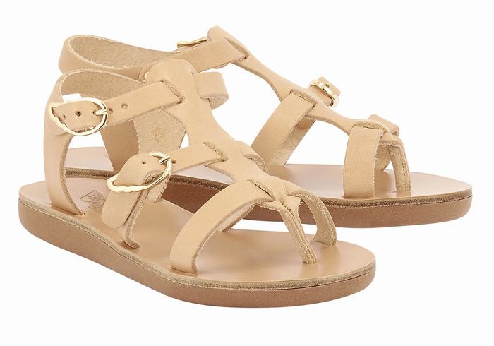 Beige Ancient Greek Sandals Little Grace Kelly Soft Kids' Flat Sandals | OLX9996FZ