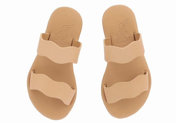 Beige Ancient Greek Sandals Little Kastos Soft Kids' Slide Sandals | KYT26100EI