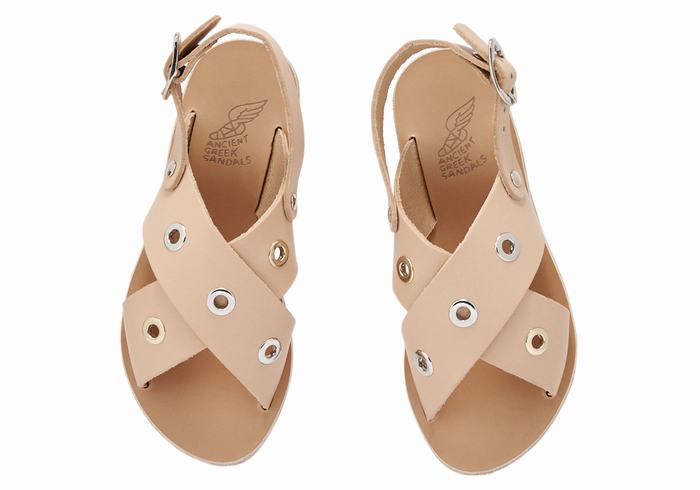 Beige Ancient Greek Sandals Little Maria Eyelets Soft Kids' Casual Sandals | RTE7759GT