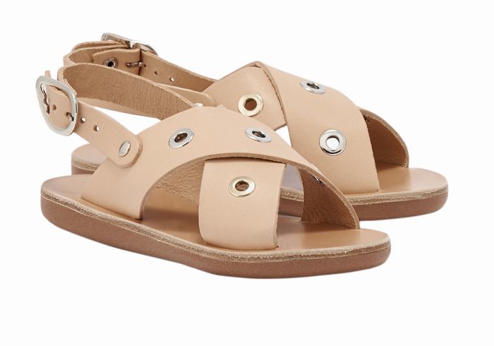 Beige Ancient Greek Sandals Little Maria Eyelets Soft Kids' Casual Sandals | RTE7759GT