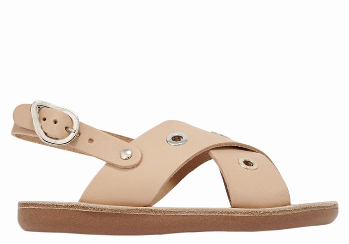 Beige Ancient Greek Sandals Little Maria Eyelets Soft Kids\' Casual Sandals | RTE7759GT