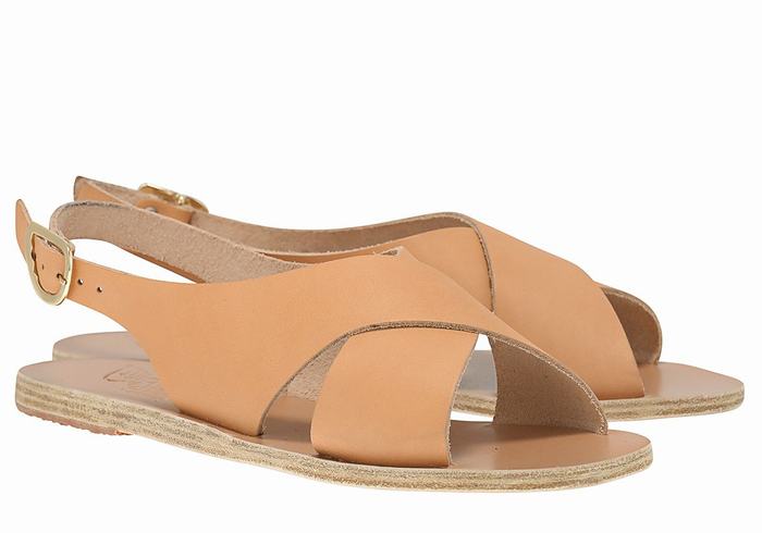 Beige Ancient Greek Sandals Maria Leather Women Casual Sandals | NPQ8715VB