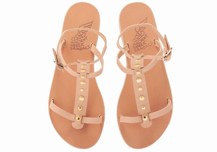 Beige Ancient Greek Sandals Meliti Bee Women Ankle Strap Sandals | THX8519NT