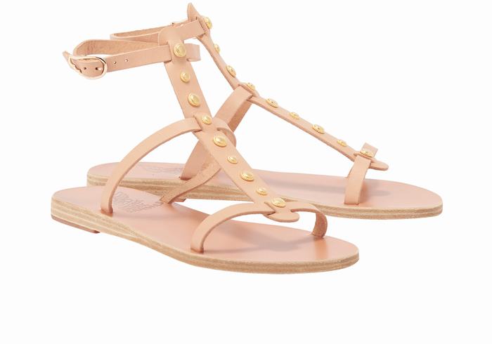 Beige Ancient Greek Sandals Meliti Bee Women Ankle Strap Sandals | THX8519NT