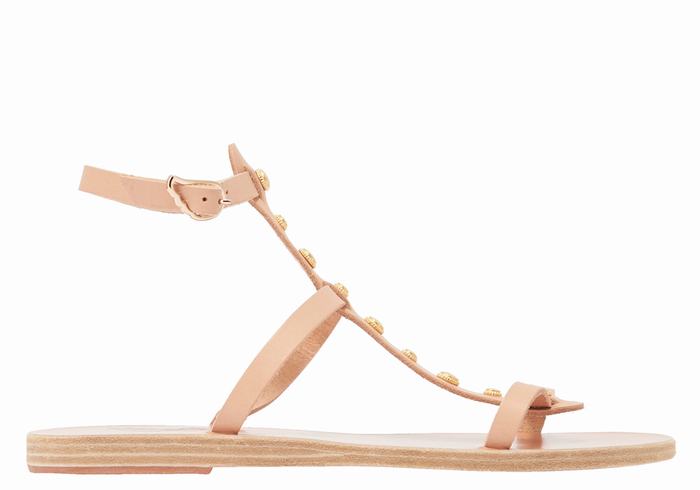 Beige Ancient Greek Sandals Meliti Bee Women Ankle Strap Sandals | THX8519NT