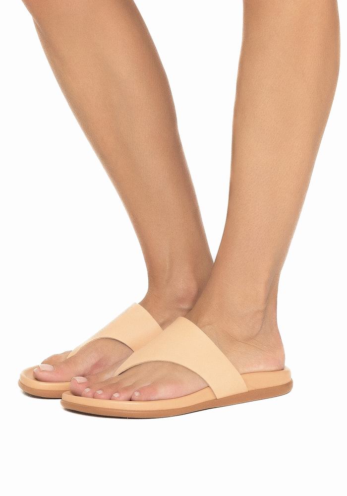 Beige Ancient Greek Sandals Mera Footbed Women Flip Flops | AHC2045GC