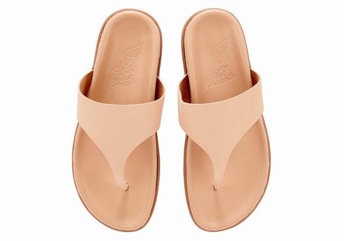 Beige Ancient Greek Sandals Mera Footbed Women Flip Flops | AHC2045GC