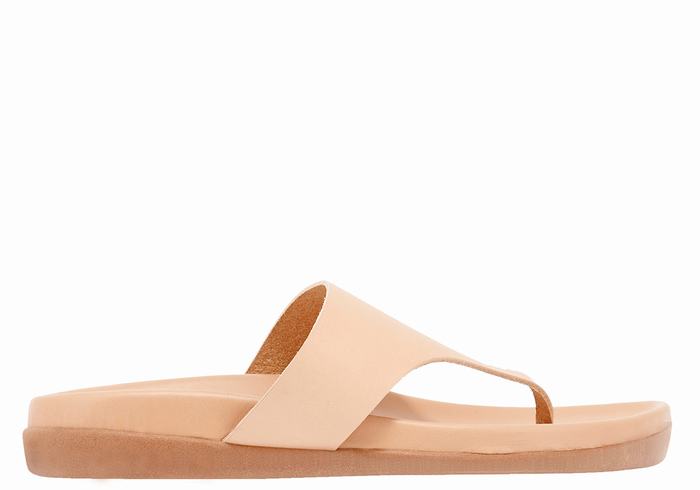 Beige Ancient Greek Sandals Mera Footbed Women Flip Flops | AHC2045GC