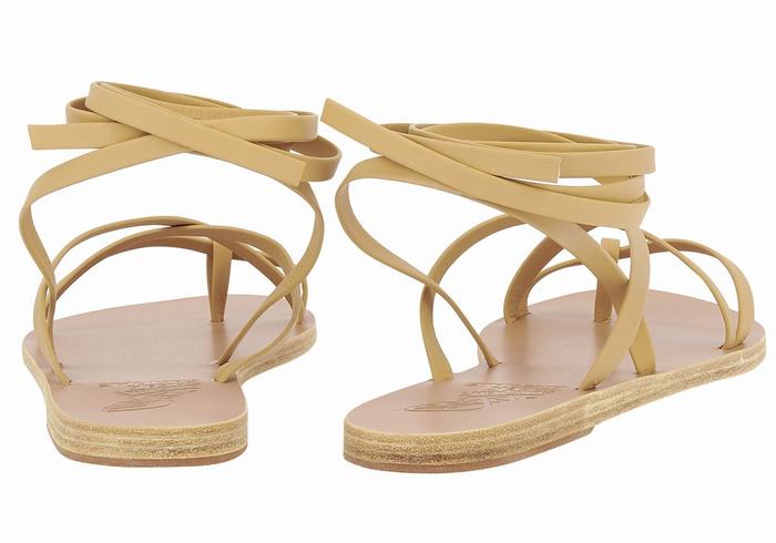 Beige Ancient Greek Sandals Morfi Leather Women Gladiator Sandals | PUL9539XS