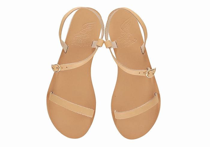 Beige Ancient Greek Sandals Niove Leather Women Back-Strap Sandals | FBN9165LY