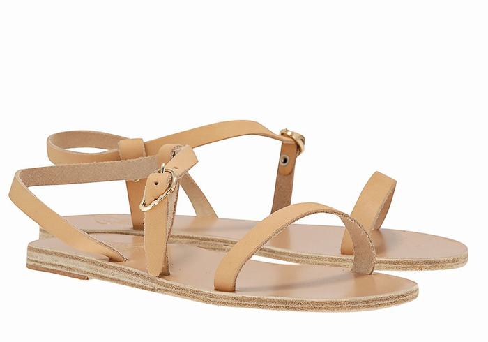 Beige Ancient Greek Sandals Niove Leather Women Back-Strap Sandals | FBN9165LY