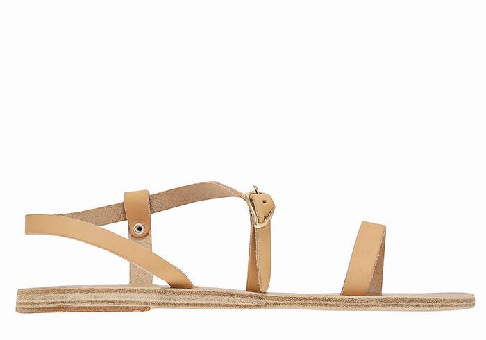 Beige Ancient Greek Sandals Niove Leather Women Back-Strap Sandals | FBN9165LY