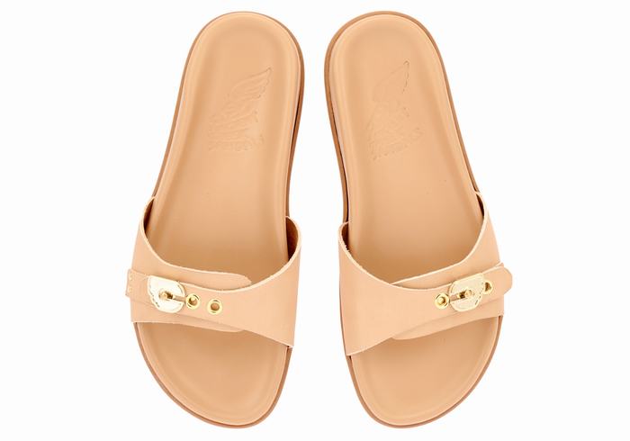 Beige Ancient Greek Sandals Odi Women Slide Sandals | GBI1095VI