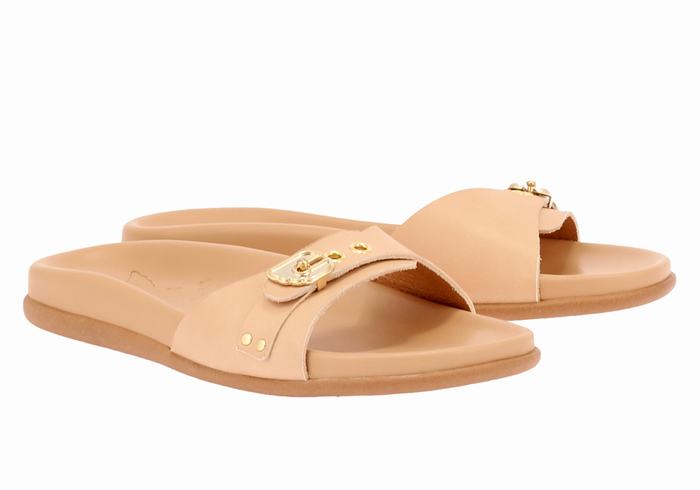 Beige Ancient Greek Sandals Odi Women Slide Sandals | GBI1095VI