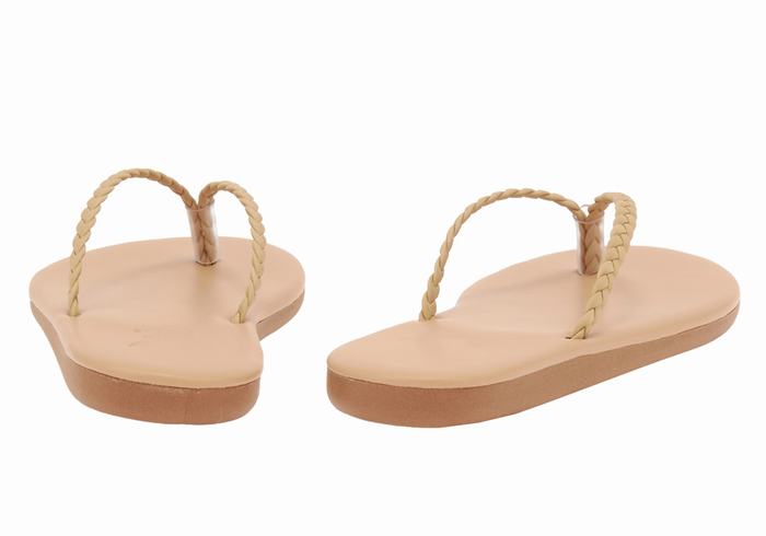 Beige Ancient Greek Sandals Plage Flip Flop Women Braided Sandals | LQD39GA