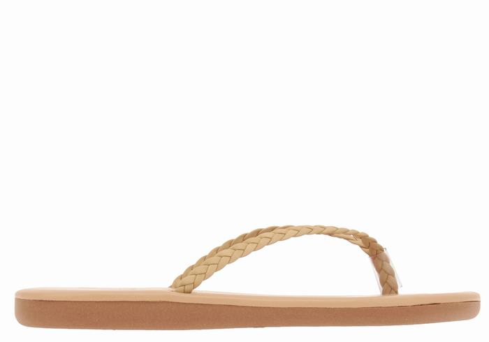 Beige Ancient Greek Sandals Plage Flip Flop Women Braided Sandals | LQD39GA