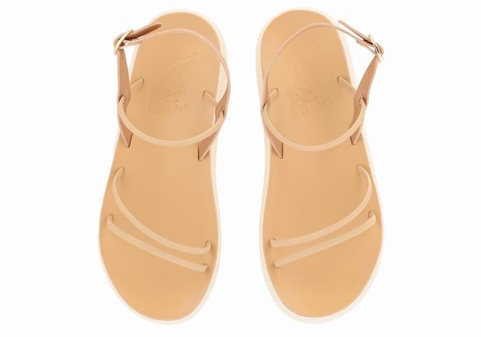 Beige Ancient Greek Sandals Polis Women Back-Strap Sandals | ZLS3787PP