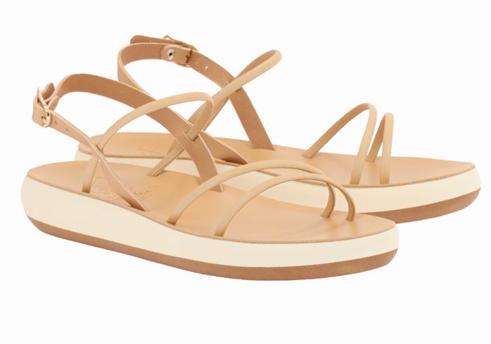 Beige Ancient Greek Sandals Polis Women Back-Strap Sandals | ZLS3787PP