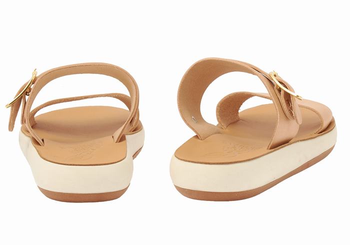 Beige Ancient Greek Sandals Preveza Comfort Women Slide Sandals | KTO7546LR