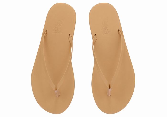 Beige Ancient Greek Sandals Saionara Women Flip Flops | EKX1963YP